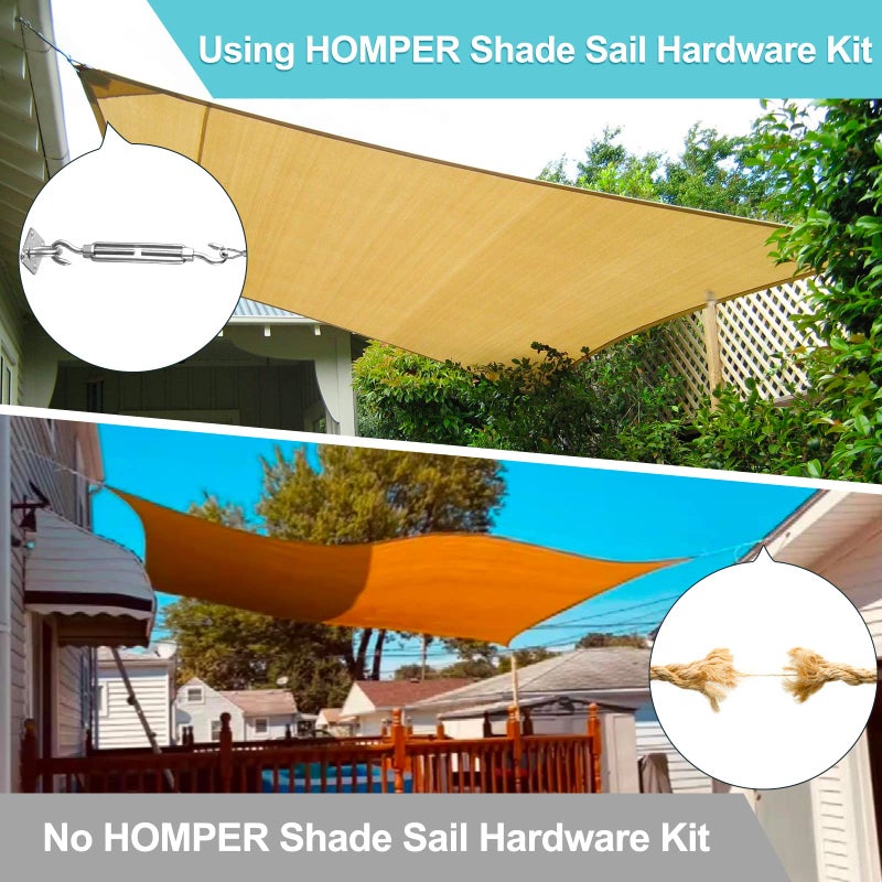 HOMPER Awning Attachment Set, Heavy Duty Sun Shade Sail Stainless Steel Hardware Kit for Garden Triangle and Square, Rectangle, Fixing Accessories - Image 5